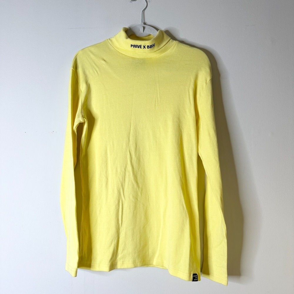 PRIVE x BBH Top Women L Yellow Turtleneck Pullover Cotton Preppy Athleisure‎ NWT